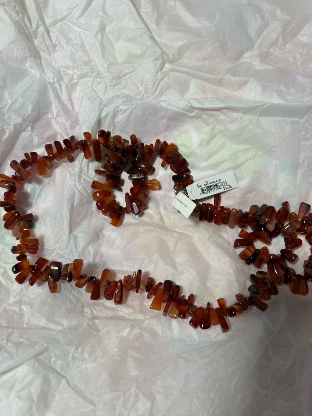 Lord & Taylor Brown Amber-Tone Beaded Necklace and Bracelet Set